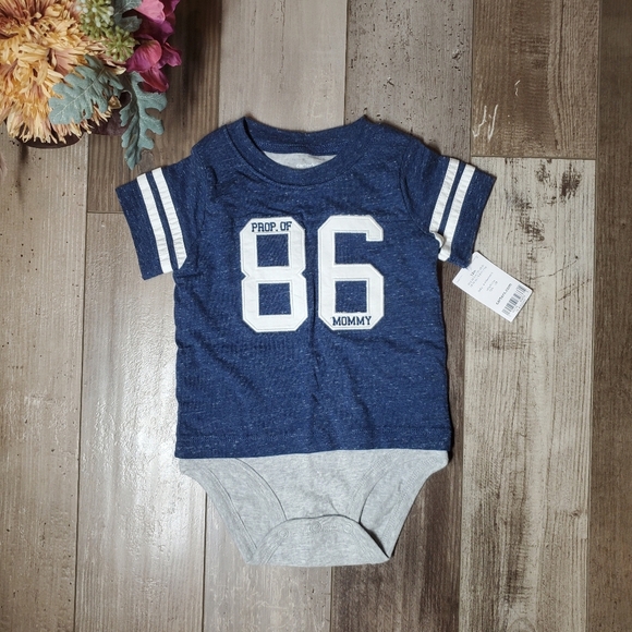 NWT Carter's Navy Blue Sports Shirt Size 12m Baby Toddler Onesie Bodysuit - Picture 1 of 9